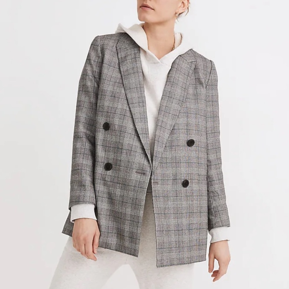 Madewell Gray Plaid Blazer